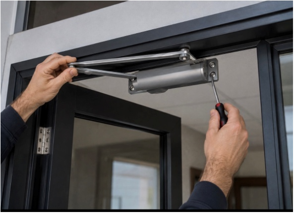 Montaj sistem control acces cu tastatură și yală electromagnetică