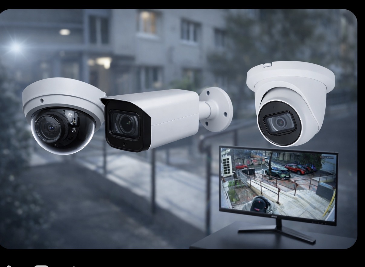 Sistem supraveghere video bloc cu camere și monitor